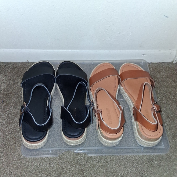 Elegant Women's Wedge Sandals - Black and Tan - 2 Pairs For The Price Of One - Picture 5 of 5